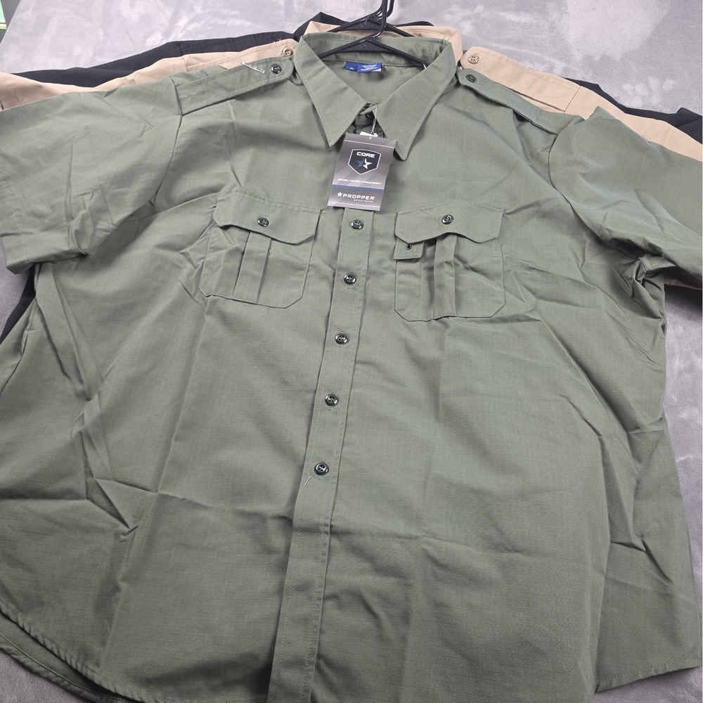PROPPER Tactical Core Button Up Short Sleeve Shirt Size 3XL LOT Of 3 Moss Tan...